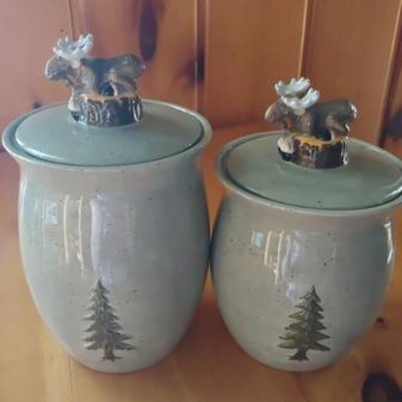 Big Sky Carvers Phyllis Driscoll Mountain Mooses Tree Canister Set Bearfoots